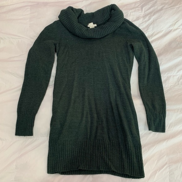 ⭐️ Green Cowl Neck Sweater Dress Long Sleeve